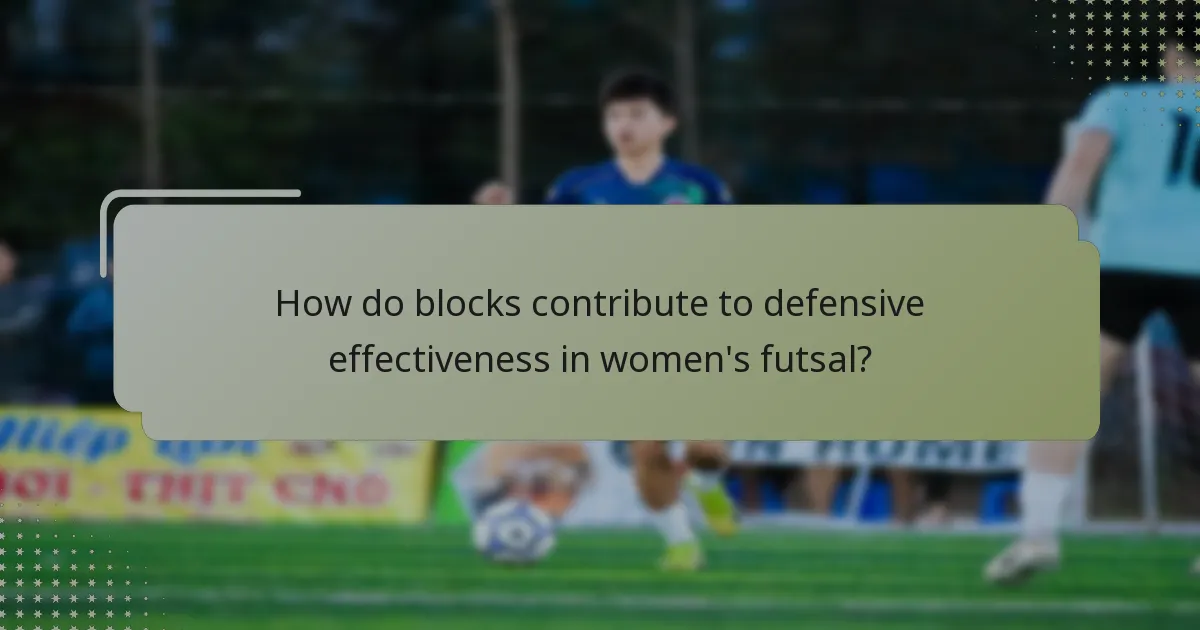 How do blocks contribute to defensive effectiveness in women's futsal?